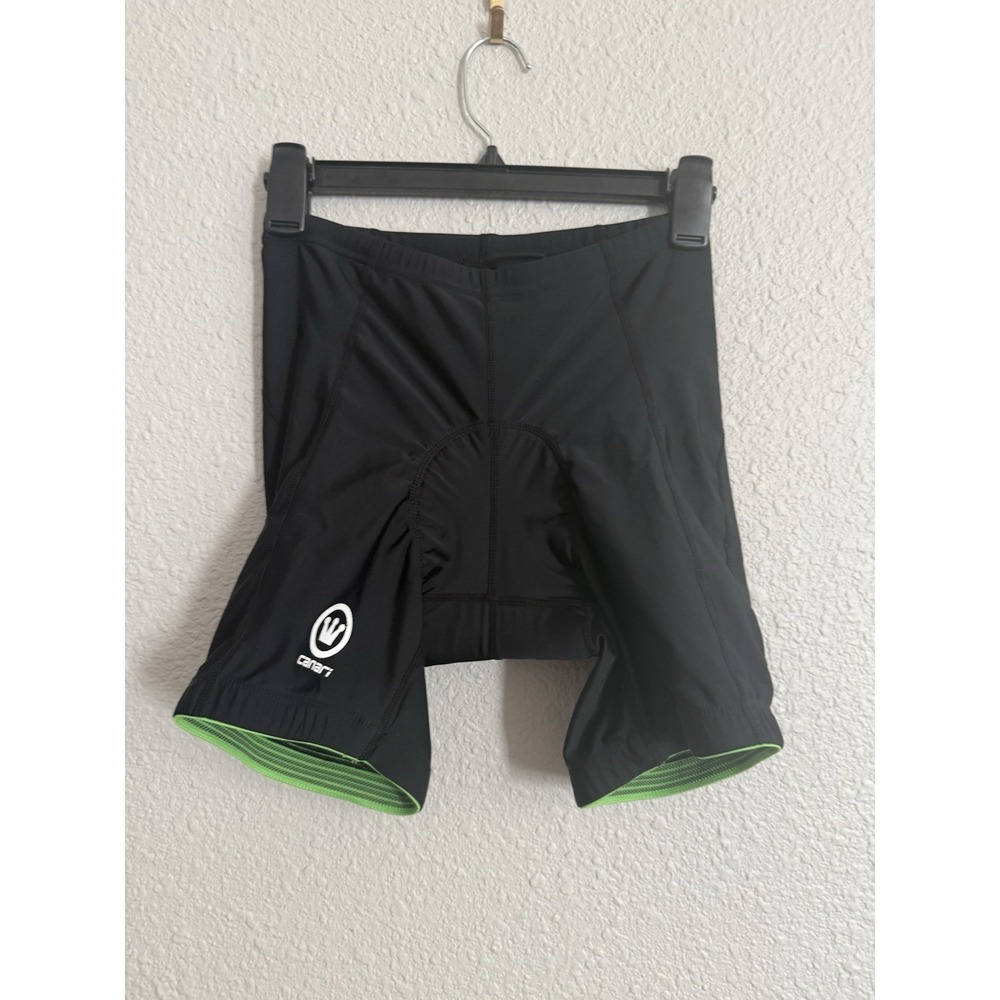 Canari Women's Gel Cycling Shorts Black Green Padded Bike Shorts Size Medium
